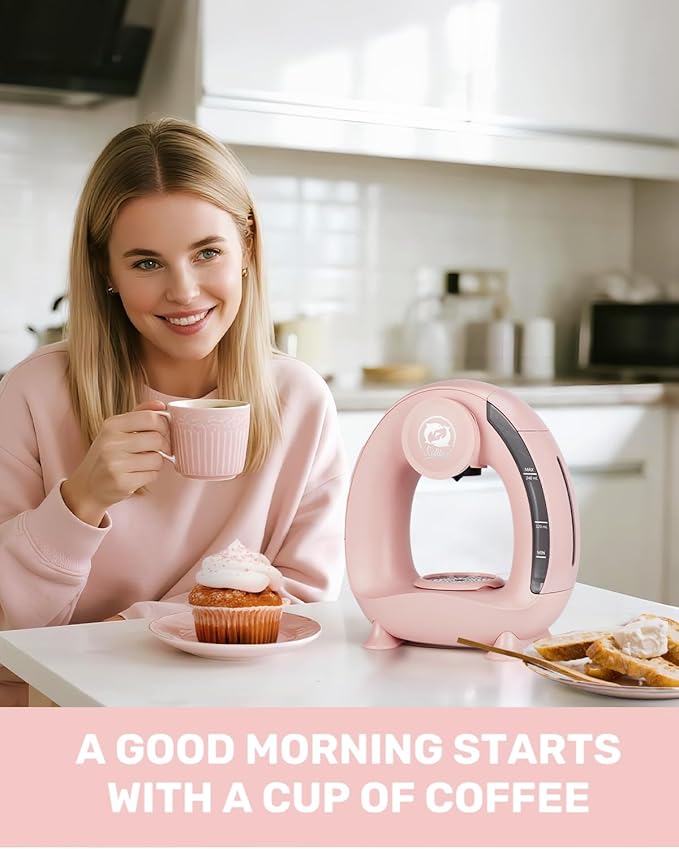 2-in-1 Coffee Maker Fast Brew in 1.5mins Single Serve Coffee Machine Compatible with K-Cup Pods &amp Ground Coffee 1400W with 20s Preheat Compact for HomeSmall PlaceOffice &amp RV 8ozPink