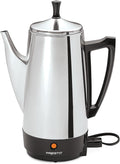 Presto 02811 Stainless Steel Electric Coffee Percolator - 12-Cups Easy-Pour Spout Stay-Cool Handle Make 2-12 Cups