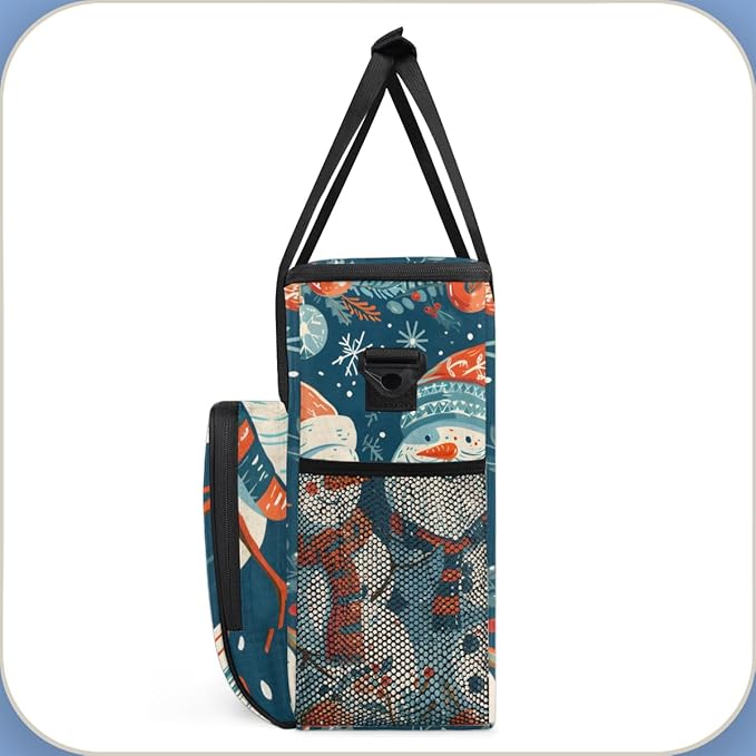 Christmas Snowman Coffee Maker Carrying Bag Watercolor Snowman Travel Storage Bag Compatible with K-Mini or K-Mini Plus Single Serve Coffee Brewer Carrying Case with Pockets &amp Shoulder Strap