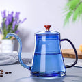Coffee Maker Coffee Kettle Long Mouth Coffee Pot Gooseneck Thin Mouth Kettle Brewers Handmade Coffee Machine Glass Drip Kettle (35 0 ml / 600 ml) Coffee Presses (Color : Blue 350 ml)