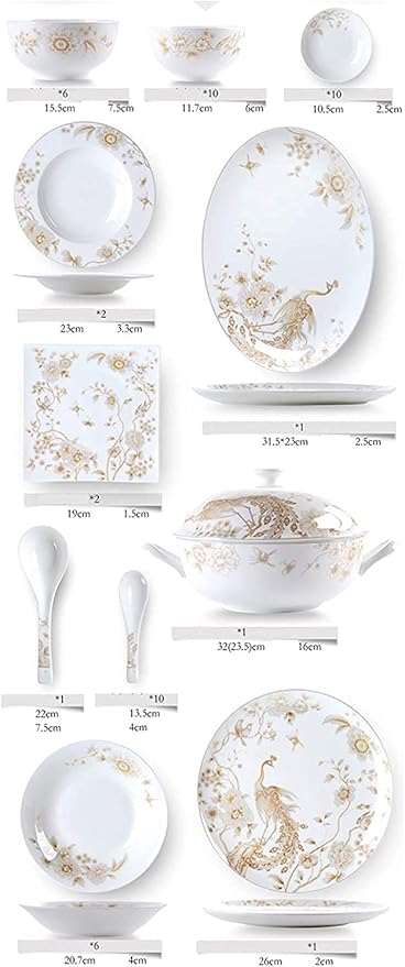 50-Piece White &amp Gold Bone China Dinnerware Set Tabletops Embossed Bone White Porcelain Round Dinnerware Service For 10