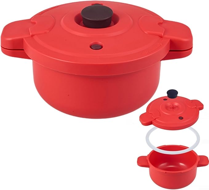 Microwave Rice Cooker Cooking Pot With Pressure And Steamer Features Microwave Steamer for Vegetables Safe as Speedy Rice and Serving Bowls Food Storage Container Cooker for Microwave
