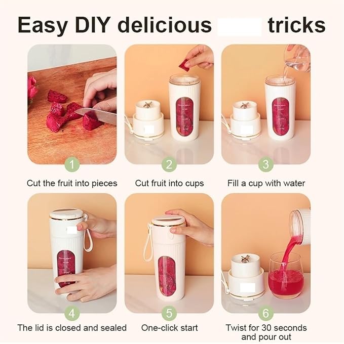 Fit for 340ml Portable Electric Juicer with LCD Display - Rechargeable Fruit Juice Cup for Outdoor Travel 14 Blades(B)