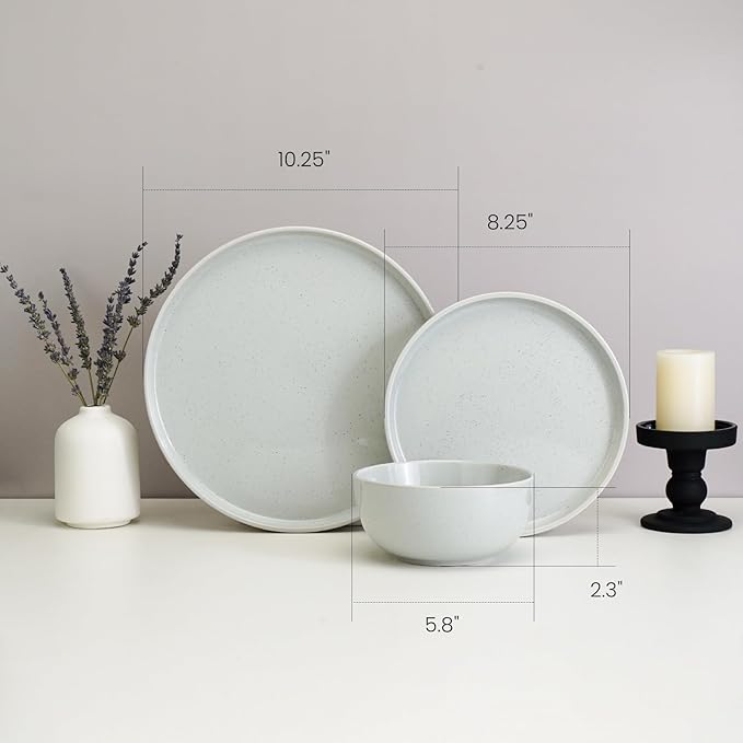Kitchen Plates and Bowls Set Dinner Set for 4 Handpainted Dinner ware Sets Microwave Safe Plates and Bowls Sets Stone Plate Scratch Resistant (Galaxy Mist)