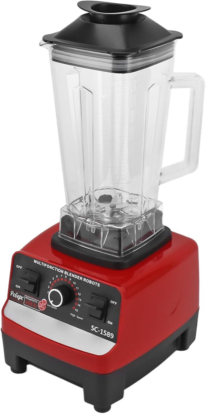 Countertop Blender 4500W Professional Blender with 6 Stainless Steel Blades Powerful Commercial Blender for Meat Ice Fruit (US Plug 110V)
