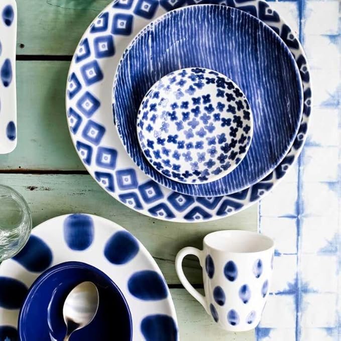 Vietri Viva Santorini Collection Italian Dinnerware Sets (Diamond Medium Serving Bowl)