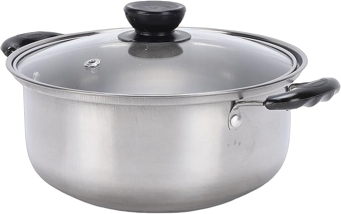 5PCS Stainless Steel Cookware Set Glass Lids Kitchen Cooking Pots for Induction Cooktop with Sturdy Structure and Easy to