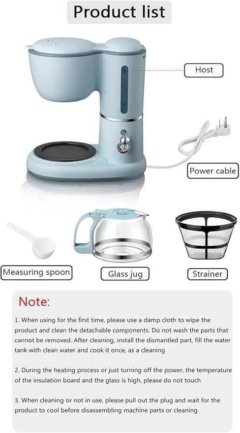 600ML Mini American Coffee Machine Fully Automatic Drip Coffee Maker Bubble Tea Maker for Household And Office 220V(Blue 220V)