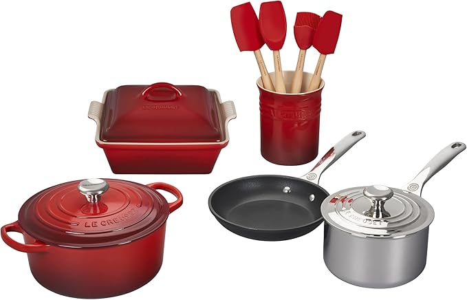 Le Creuset Mixed Material Cookware Set 12pc. Cerise