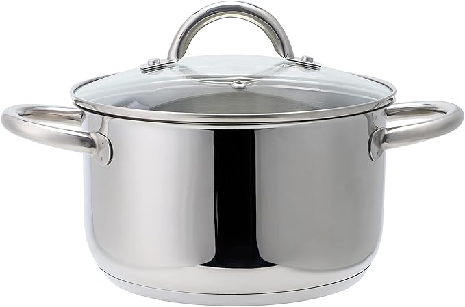 EW-TS-8010 Induction Cookware Set Made of High-Quality Stainless Steel 8-Piece Cookware Pots with Glass Lid 3 x Saucepans Saucepan Frying Pan for All Types of Cookers Silver Edition