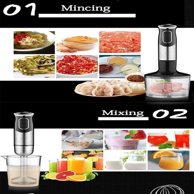 Immersion Blender 600W 2-Speed Hand Blender Hand Blender Set Includes Stainless Steel Stick Blender Chopper Beaker Whisk