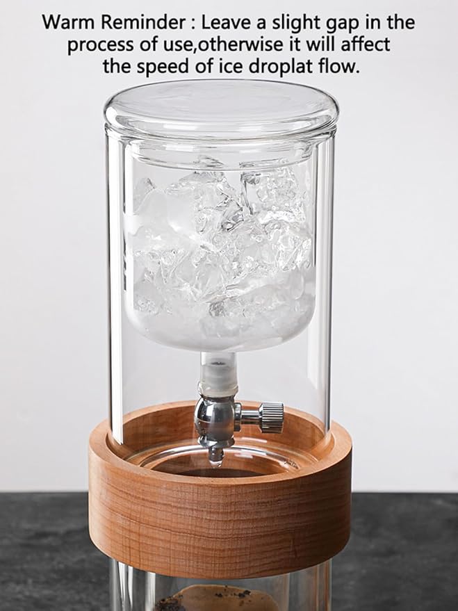 Slow Drip Ice Cold Brew Coffee Maker 500mL Borosilicate Double Wall Glass Iced Coffee Brewer for Coffee Bar Accessories Easy to Use and Clean