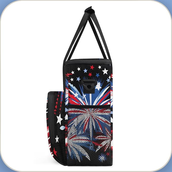 4th of JulySparklers Coffee Maker Carrying Bag Portable Travel Storage Tote Bag Compatible with K-Mini or K-Mini Plus Single Serve Coffee Brewer Carrying Case with Multiple Pockets &amp Shoulder S
