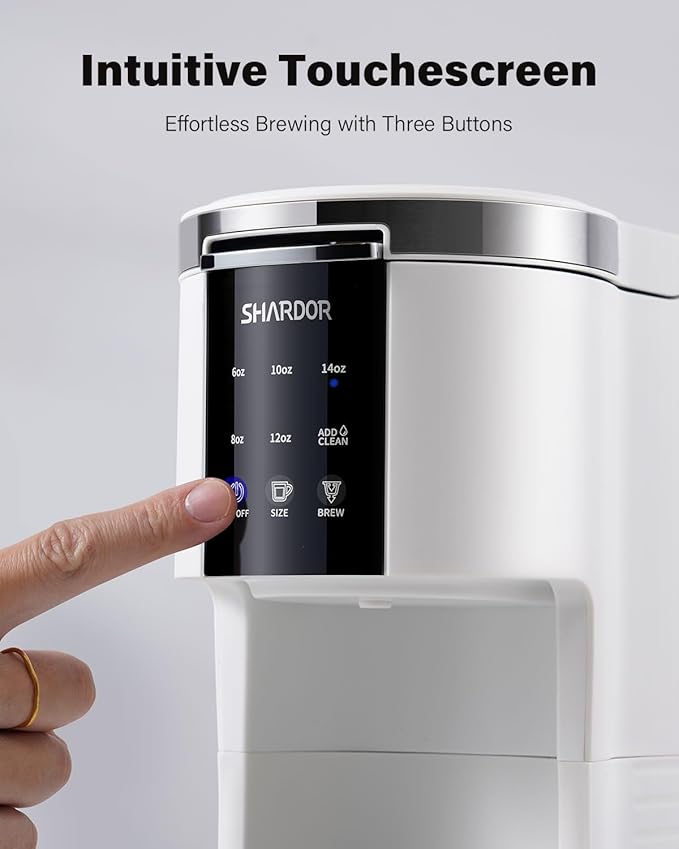 SHARDOR 3 in 1 K Cup Coffee Maker Single Serve Coffee Maker for K Cup Pods &amp Ground Coffee &amp Teas 6 to 14oz Brew Sizes 40oz Detachable Water Reservoir Compact Design White