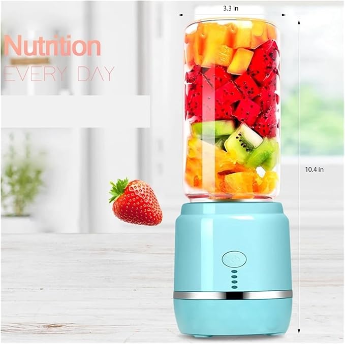 Personal Blender for Smoothies &amp Shakes Portable Blender with 2 BPA-Free 15oz Cups Ice Crushing for Kitchen Travel Gym Includes Recipe Book Blue