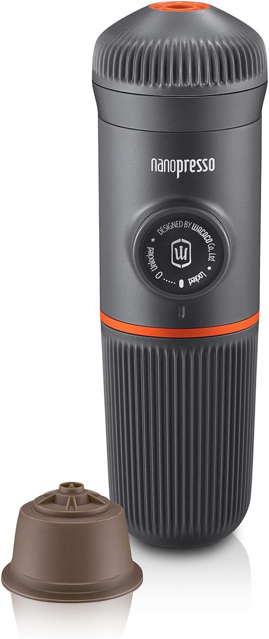 WACACO Nanopresso with Protective Case &amp DG Capsule Kit Bundle - Portable Espresso Maker for Ground Coffee and DG Capsules