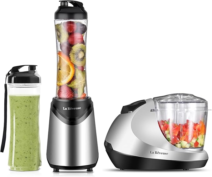 La Reveuse 300W Personal Size Blender + 1.3-Cup Mini Food Chopper