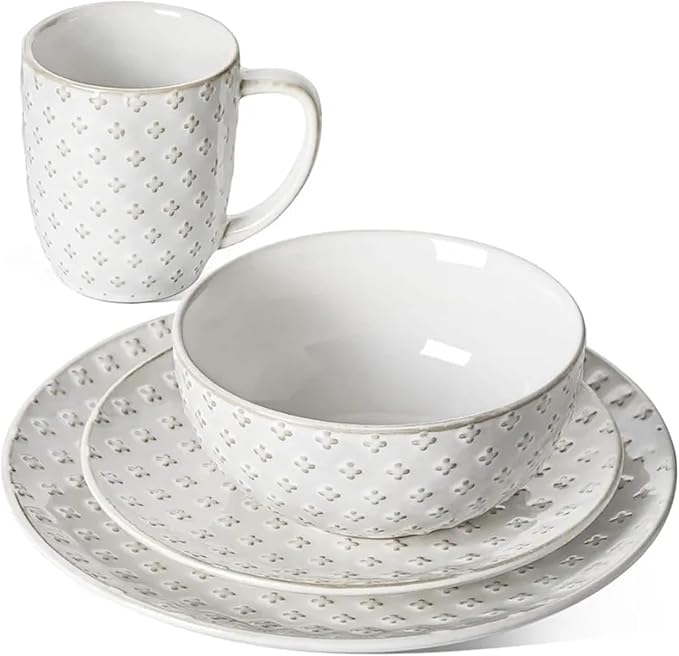 Dinnerware Sets 4 Piece Ceramic Plates and Bowls with Mugs Set Housewarming Gift
