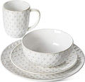 Dinnerware Sets 4 Piece Ceramic Plates and Bowls with Mugs Set Housewarming Gift