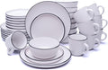 MÜLLERHEIM 903 Minimalist Collection 32-Piece Contemporary Ceramic Stoneware Dinnerware Sets for 8 Matte Frost White Plates and Bowls sets Dinner Plates Set Salad Dish Set Bowls Cup