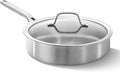 Calphalon Brushed 3-Ply Stainless Steel Cookware Set w/Turbo Heat Tech 3Qt Sauté Pan with Lid Induction Oven Safe 450F Brushed Stainless Silver