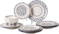 Dinnerware Set Blue Manor 18-Piece Ceramic Dishware Set Underglaze Floral Pattern Premium Porcelain Dish Set for 6 Includes Plates &amp Bowls Dishwasher Safe