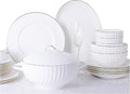 56 Pieces Dinnerware Set White Porcelain Kitchen Fine Bone China Dinner Set with Cereal Bowls Dinner Plate Dessert Plate Deep Soup Plates Fish Plate Dishes Soup Pot