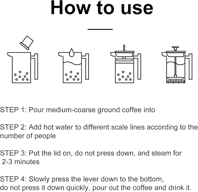Enfmay 1000ml French Press Coffee Maker 304 Stainless Steel Double Wall Insulated Coffee Maker Pot Triple Filtration System for Optimal Brew Coffee Tea Maker for Home Office Camping