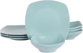 Gibson Home Zen Buffet Matte Porcelain Chip and Scratch Resistant Plates and Bowls Dinnerware Set - Blue Service for 4 (8pcs)