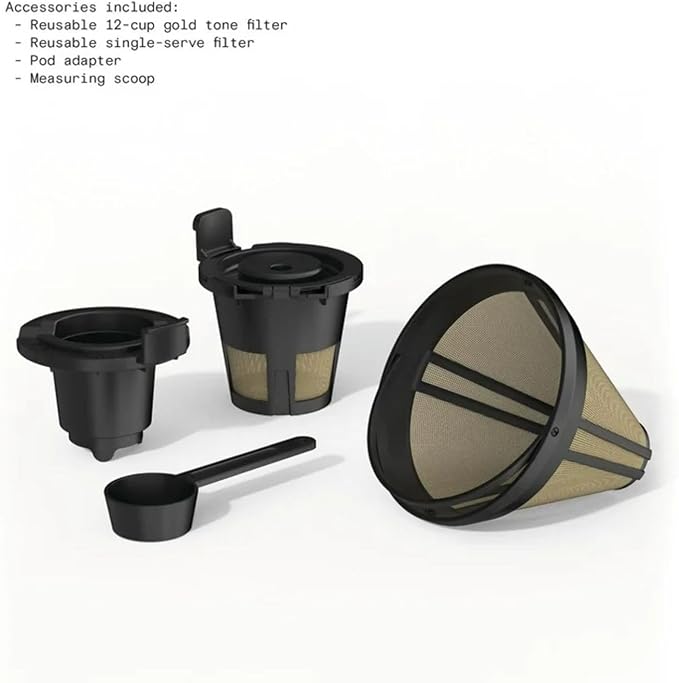 Multi-Brew Coffee Maker 12-Cup Carafe + Single-Serve Pods or Grounds Over Ice Touch Display by Drew Barrymoree. (Porcini Taupe)