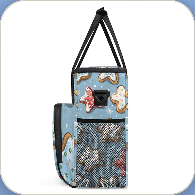 Mystical Xmas Biscuit Coffee Maker Carrying Bag Portable Travel Storage Tote Bag Compatible with K-Mini or K-Mini Plus Single Serve Coffee Brewer Carrying Case with Multiple Pockets &amp Shoulder S