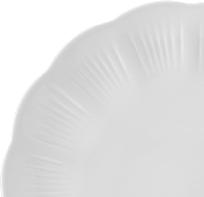 Mikasa Flora Scalloped Lightweight Chip Resistant Bone China 12 Piece Plate Bowl Dinnerware Set Service for 4 White