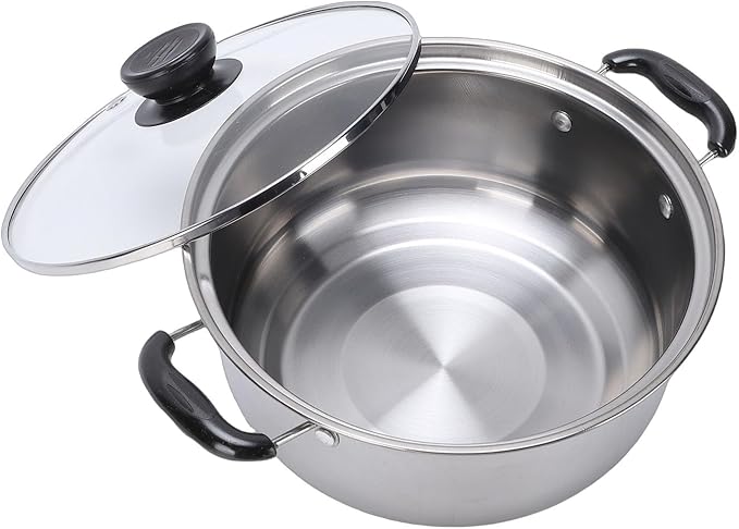 5PCS Stainless Steel Cookware Set Glass Lids Kitchen Cooking Pots for Induction Cooktop with Sturdy Structure and Easy to