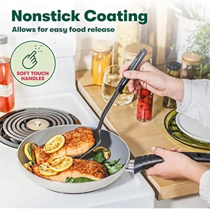 Nonstick Cookware Set with Glass Lids - Aluminum Bakeware Pots and Pans Storage Bowls &amp Utensils