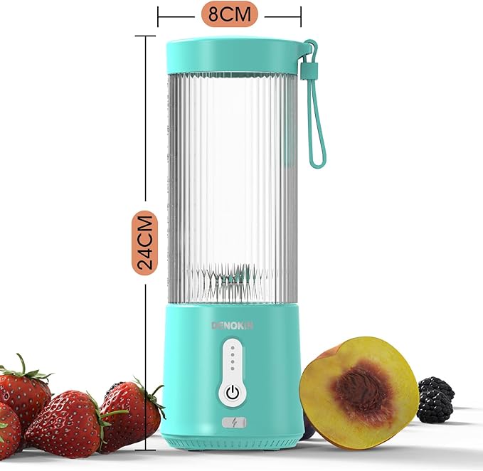 DENOKIN Portable Blender 16oz Vessel Cordless Personal Size Small Blender for Shakes and Smoothies with 6 Blade for Kitchen Home Travel