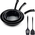 Nonstick Frying Pan Set - Iron Frying Pan 3-Piece Set (8 10 12) + 2 Silicone Spatulas With Premium Nonstick Coating Up to 450°F Skillet Suitable for Induction Gas &amp More