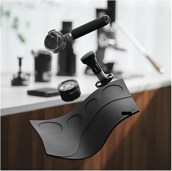 Bar Work Mat Coffee Machine Handle Non-Slip Silicone Mat Powder Press Mat(Black)