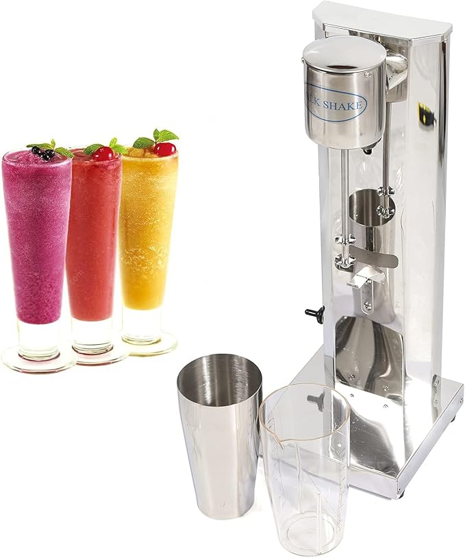 Milk Shaker 110V 180W Commercial Stainless Steel Electric Milkshake Machine Single Head Milk Shaker Mixer Drink Juicer with 650ML Mixing Cup