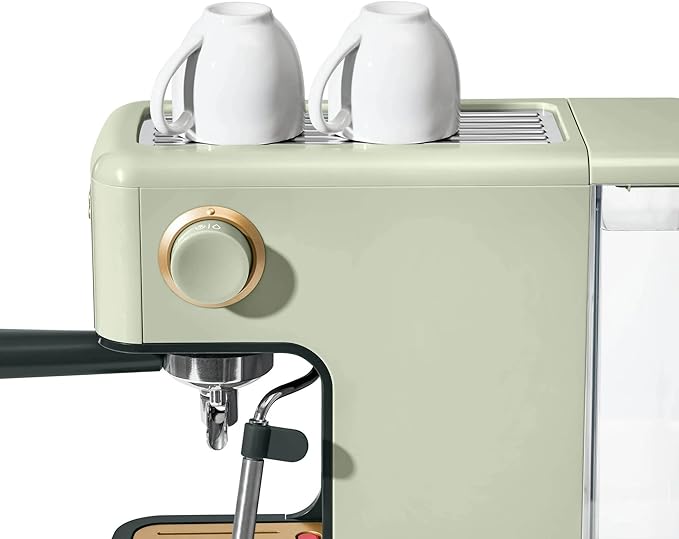 B Slim Espresso Maker by Drew Barrymoree with 20-Bar Pressure Touch-Activated Display and Steam Wand for Latte &amp Cappuccino (Sage Green)
