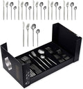 24 Piece Dinner Set for Daily Life Service for 6 Matte Slim Handle Easy Clean for Restaurant Kitchen Formal Events Parties Home Dishwasher Safe(SilverC)