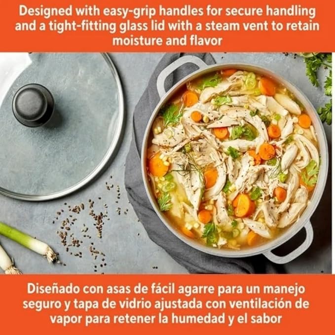 Caldero 2-Piece Set with Glass Lid - 22cm and 30cm Size Ideal for Stews Soups and Rice Dishes - Durable and Versatile Cookware for Everyday Use