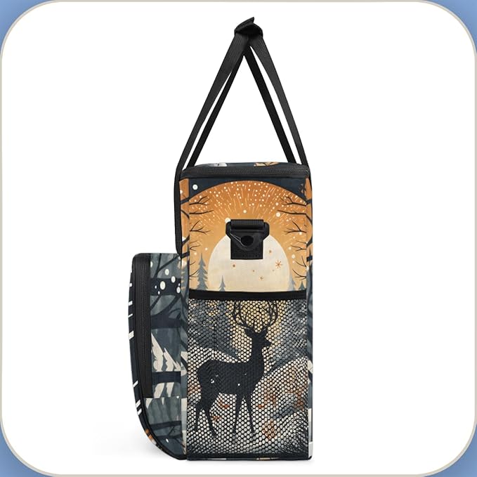 Abstract Elk Coffee Maker Carrying Bag Artistic Elk Travel Storage Bag Compatible with K-Mini or K-Mini Plus Single Serve Coffee Brewer Carrying Case with Multiple Pockets &amp Shoulder Strap