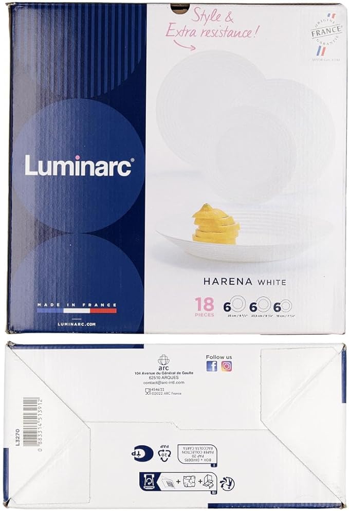 Luminarc 18-Piece Crockery Set Black and White piezas