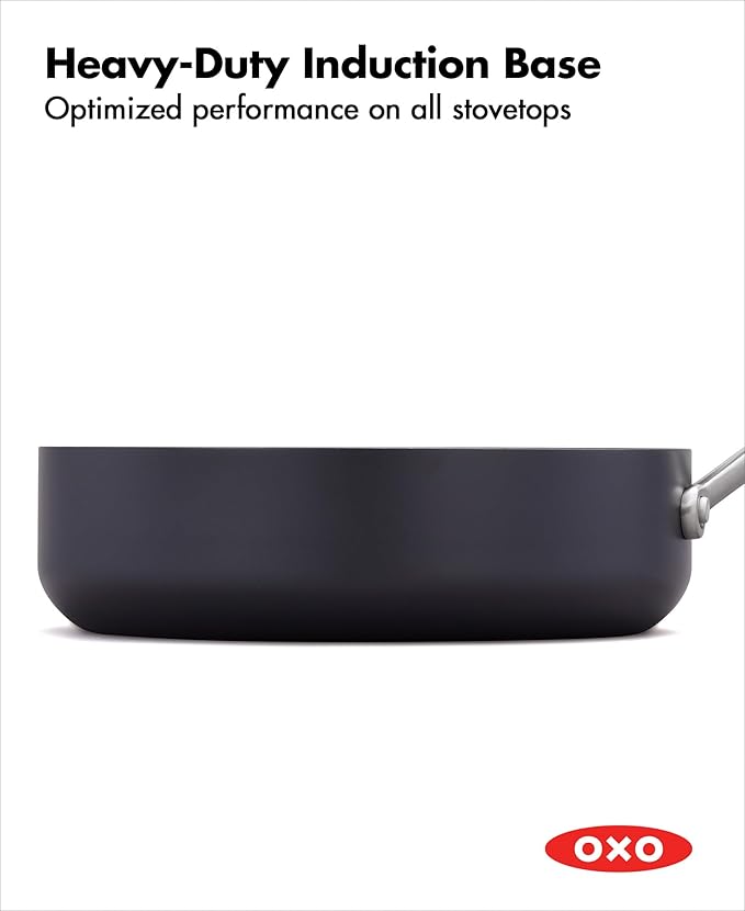 OXO Professional 5 Piece Cookware Pots and Pans Set Hard Anodized Ceramic Nonstick PFAS-Free Stainless Steel Handles Induction Suitable Diamond Reinforced Coating Dishwasher and Oven Safe Black
