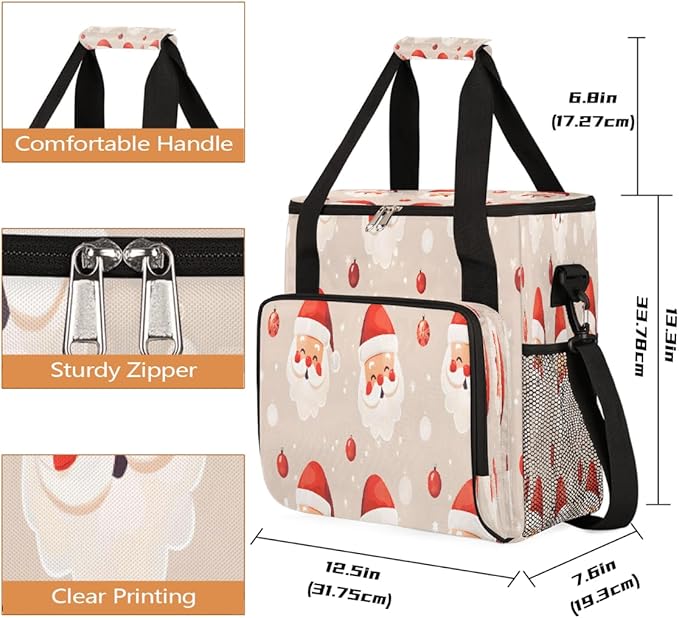 Christmas (686) Coffee Maker Carring Bag Travel Carrying Storage Tote Bag Compatible with Keurig K-Mini or K-Mini Plus Portable Single Serve Coffee Brewer Case with Pockets for K-cup Pods