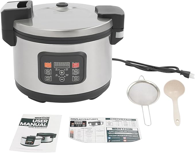 Commercial 12L Pearl Cooker 1850W Automatic Boba Maker with 24H Keep Warm Non-Stick Inner Pot for Bubble Tea Sago Tapioca - US Standard Plug (12L)