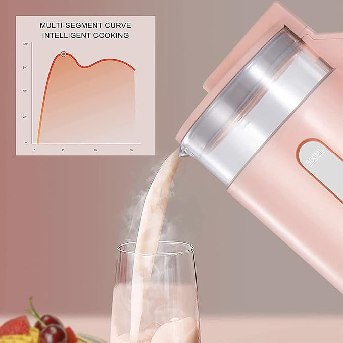 Mini Soybean Milk Maker 500ml Multifunction Heatable Soybean Milk Machine Easy to Clean Soybean Making Machine Nut Milk Maker Household Fruit Juice Cooking Machine