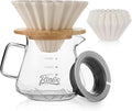 Bincoo 400ML Pour Over Coffee Maker Set with Filter PaperCeramic Pour Over Coffee Dripper 1-2 Cups-Professional Coffee Brewing Pot for Home Office(White)