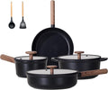 JEETEE Ceramic Cookware Set 13 Pcs Pots and Pans Set Nonstick with Rotation Removable Handles Healthy Non-Toxic Cooking Set for All Stoves Stackable Pots Pans Oven Safe PFOA/PFOS Free Black
