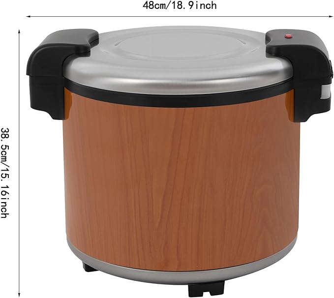 Stainless Steel 50-Cup Rice Warmer with Non-Stick Pot 6 Gallon Commercial Rice Cookers Electric Food Warmer for Hours Ideal for Restaurants Catering Parties Brown (40-50 People)